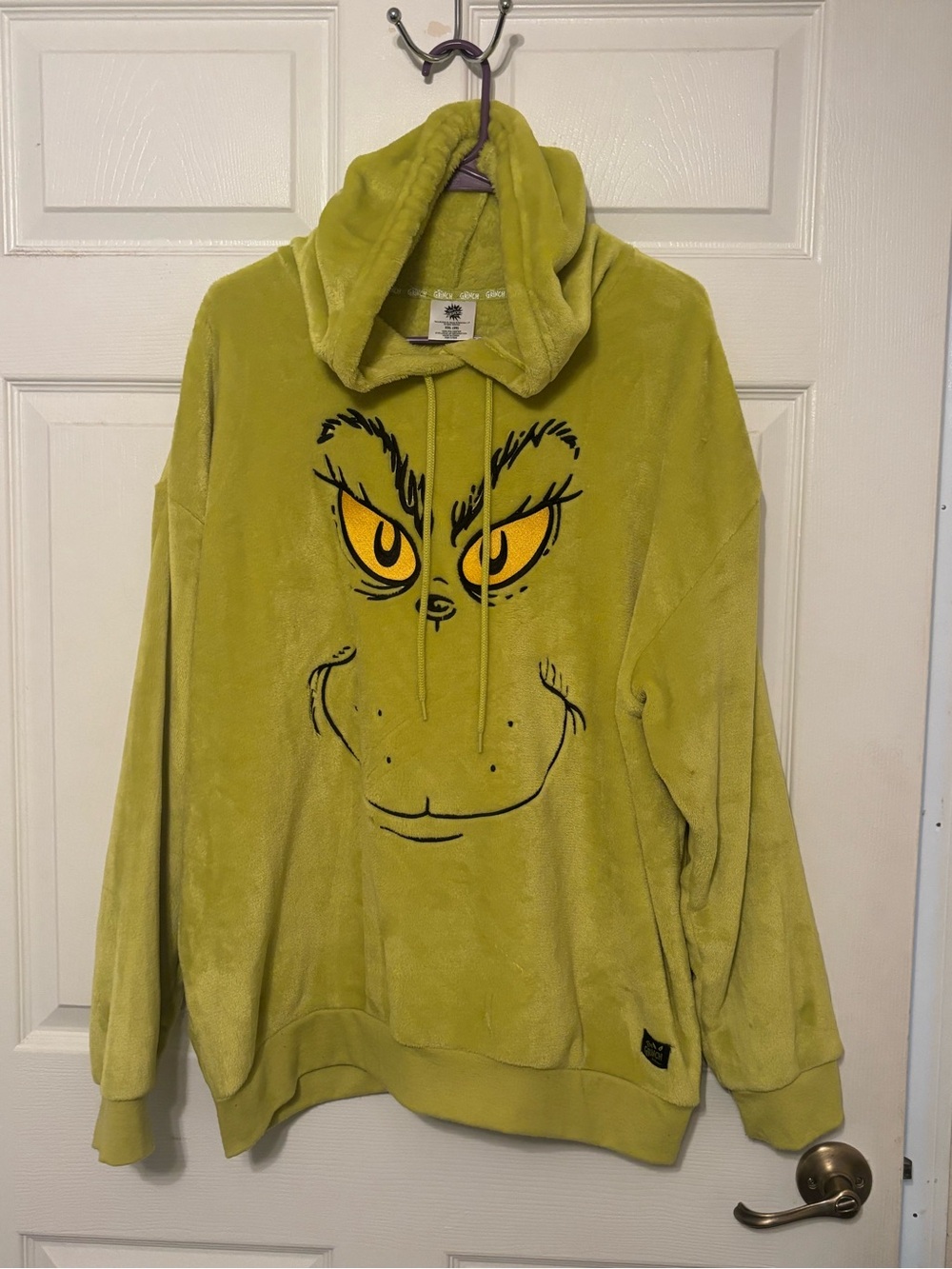 Grinch Plush Pullover Hoodie - Lime Green
